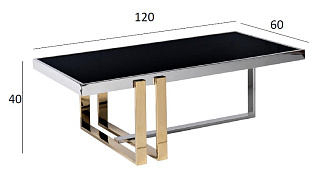 47ED-20910 Стол журнальный черн.стекло/хром+золото 120*60*40см_s2