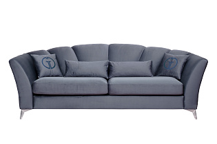 Диван Annette трехместный без мех,велюр сапфир Colt1006/хром 250*100*95_s2