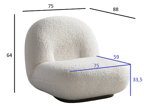 87YY-21045 Кресло Альбано (Albano) иск.мех белый 75*88*64см_s2
