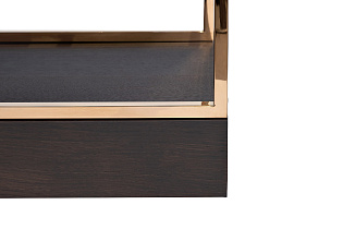 77IP-SH1003 Стеллаж-полусфера роз.золото/темн.шпон 120*45*230см_s2