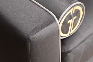 Диван Мадрид Память(Madrid Memory) с кантом трехм. без мех.,велюр серый Colt1003+Colt030_s2