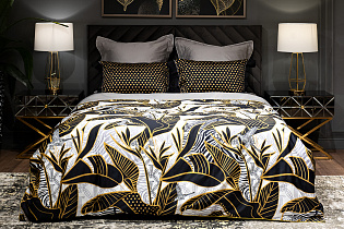 130HB-00001 Пододеяльник Тропики принт 230*210 золото/серый_s2
