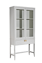 151SV-000014 Шкаф-витрина бежевый 2 стеклянных фасада 100*128*40см_s2