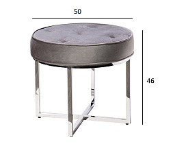 47ED-003BAN-SER Банкетка серый велюр/хром d50*46см_s2