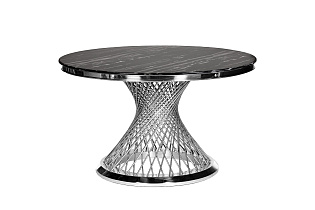 76AR-805STOL/OB-CH Стол обед иск.мрам Nero Alicanto/хром d120*75_s2 1 (превью)