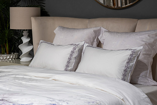 130HB-00711 Комплект наволочек сатин вышивка Фиори,сиренево-белый, 50*70см (2шт)_s2