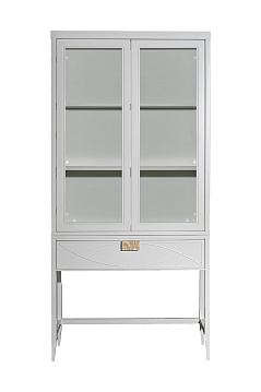 151SV-000014 Шкаф-витрина бежевый 2 стеклянных фасада 100*128*40см_s2