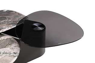 57EL-99100 Стол журнальный стекло+мрамор белый 156*107*35см_s2