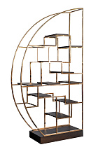 77IP-SH1003 Стеллаж-полусфера роз.золото/темн.шпон 120*45*230см_s2