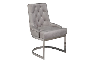 76AR-62105 Стул велюр светло-серый/хром 65*61*93см_s2