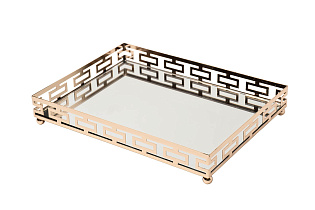 2K389163-G Поднос декоративный зеркальное основание, цвет золото 40*30*5см_s2