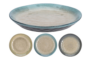 Q91000130 Тарелка дес.керамич. 20 см синяя с беж. цв.ассорти (3)_s2