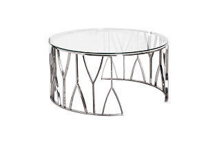 13RXCT3104-SILVER Стол журнальный стекло прозр./серебро d90*45см_s2