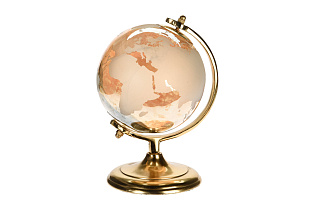 A54412360 Глобус декоративный стеклянный янтарь 17*13*25см_s2