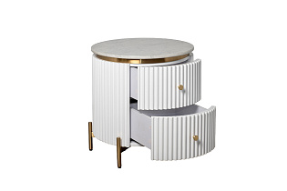 77IP-GD009-TUMB/1 Тумбочка 2 ящика с мраморной столешницей d51*55см_s2
