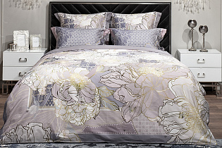 130HB-00029 Комплект наволочек сатин принт Пионы серый  70*70(2шт)_s2