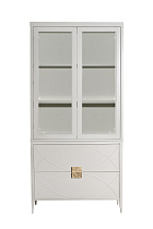 151SV-000014 Шкаф-витрина бежевый 2 стеклянных фасада 100*128*40см_s2