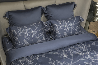 144HF-10412 Пододеяльник принт тенсель Магнолия cиний 220*200_s2