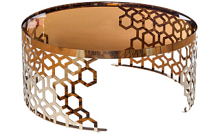 13RXCT8012-GOLD Стол журнальный стекло коричн./роз.зол. 90*90*40_s2