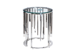 13RXET8077-SILVER Стол журнальный стекло прозр/серебро d46*55см_s2