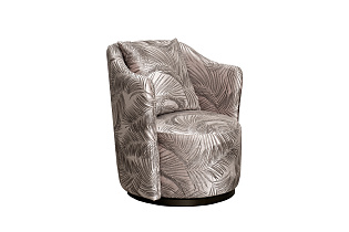 Кресло Верона(Verona) вращающееся,вельвет принт листья Valdes110-BEG/бронза 70*77*80см_s2