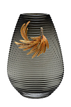 55RV6590S Ваза стеклянная серая с золотой веточкой 17*10*26см_s2