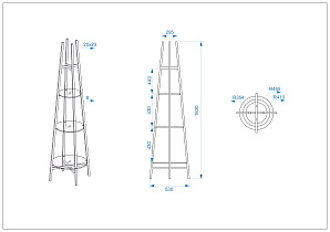 47ED-00501 Стеллаж прозр.стекло/золото 53*53*183см_s2