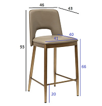 163YH-16574 Стул барный экокожа бежевый+бронза 43*46*93см_s2