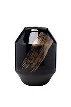 71PN-5180 Ваза стеклянная черная с золотом d22*30см_s2