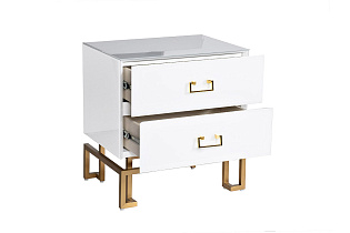 KFG085 Тумба 2 ящика белая/золото 55*40*58см_s2