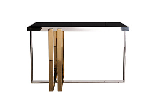 47ED-20900 Консоль черн.стекло/хром+золото 120*40*78см_s2