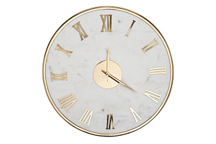 79MAL-5904-40 Часы настенные белый мрамор/золото d40см_s2