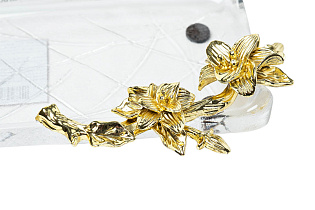 55RG5983L Поднос стеклянный с золотым цветком  35*14*5см_s2