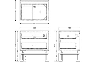 KFG085-NI Тумба 2 ящика белая/хром 55*40*58см_s2