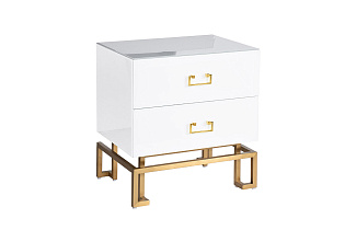 KFG085 Тумба 2 ящика белая/золото 55*40*58см_s2