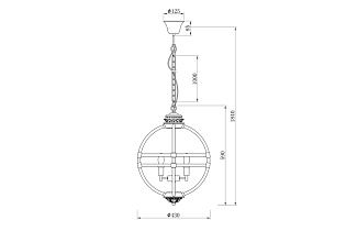K2MP-766BR Светильник потолочный стекло/золото d43*64см_s2