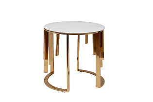 GY-00012 Стол журнальный мрам.стекло/золото d46*53см_s2