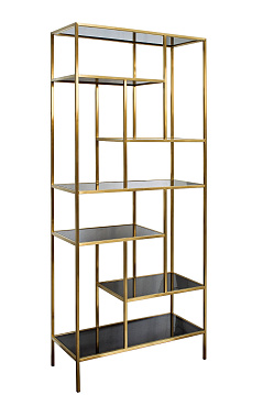 46AS-SH1452-GOLD Стеллаж  золотистый/темн.ст. 80*35*180см_s2