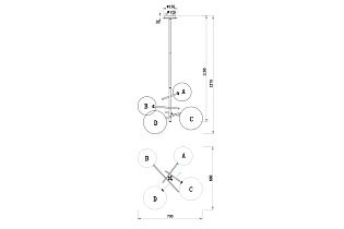 20MD2321-4G  Светильник потолочный 70*68*70см_s2