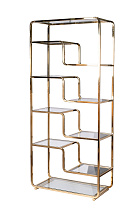 46AS-SH1652-GOLD Стеллаж золотистый/прозр. стекло 90*40*200см_s2