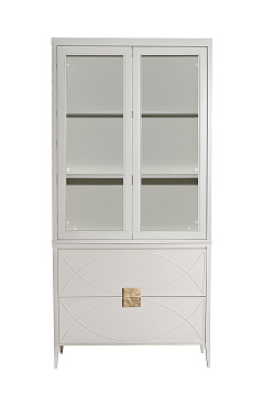 151SV-000014 Шкаф-витрина бежевый 2 стеклянных фасада 100*128*40см_s2