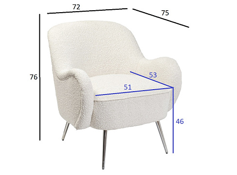 48MY-2688 CRE SL Кресло букле кремовое 72*75*76см мет.ножки_s2