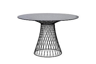 46AS-DT5019-BL Стол обеденный темн.стекло/черн.металл d120*75см_s2