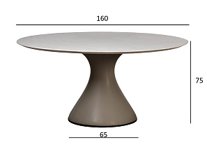 160KD-60090 Стол обеденный, мрамор Волакас (Volakas), экокожа бежевая d160*75см_s2 5 (превью)