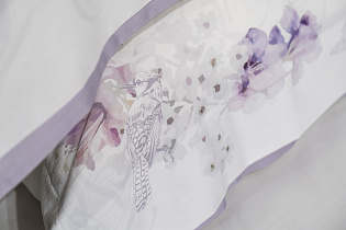 130HB-00071 Комплект постельного белья сатин принт Фиори,сиренево-белый,200*220- 1шт,50*70 -2шт_s2
