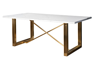 30F-14780 Стол обеденный белый / браш.золото 200*100*76см_s2