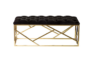 GY-BEN7835GOLD-BL Банкетка велюр черный/золото 110*42*46см_s2