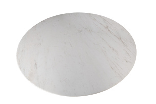 160KD-60090 Стол обеденный, мрамор Volakas, экокожа бежевая d160*75см_s2