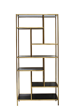 46AS-SH1452-GOLD Стеллаж  золотистый/темн.ст. 80*35*180см_s2