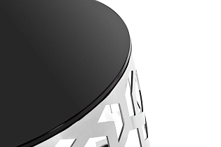 13RXET3043-SILVER Стол приставной стекло черн./серебро d50*60см_s2